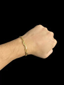 PULSEIRA CADEADO ALONGADO 7MM FECHO NOSSA SENHORA - BANHADO A OURO 18K