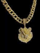 CORDÃO GRUMET 15MM C/ FECHO ESPECIAL MÃO ORANDO + PINGENTE - BANHADO OURO 18K