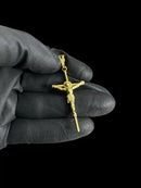 PINGENTE CRUZ PALITO JESUS CRISTO (M) - BANHADO A OURO 18K