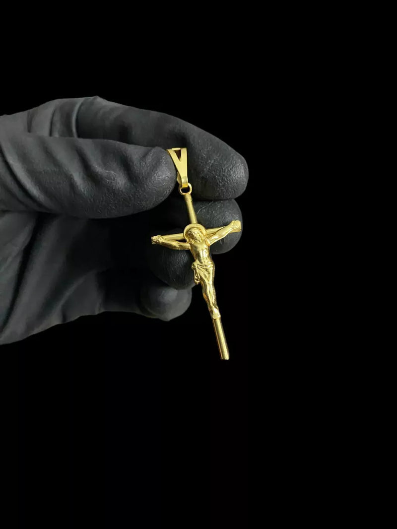 PINGENTE CRUZ PALITO JESUS CRISTO (M) - BANHADO A OURO 18K