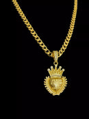 CORDÃO GRUMET PIT BULL 6MM + PINGENTE JESUS É O DONO DO LUGAR BANHADO A OURO 18K