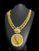 CORDÃO GRUMET 15MM + PINGENTE MÃO ORANDO PERSONALIZADO BANHADO A OURO 18K