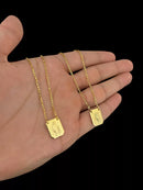 ESCAPULÁRIO TIJOLINHO 1MM NOSSA SRA DAS GRAÇAS/ JESUS - BANHADO A OURO 18K