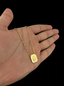 ESCAPULÁRIO TIJOLINHO 1MM NOSSA SRA DAS GRAÇAS/ JESUS - BANHADO A OURO 18K