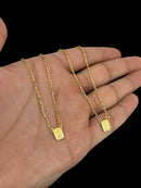 ESCAPULÁRIO TIJOLINHO 1MM PAI NOSSO/ VERSÍCULO - BANHADO A OURO 18K