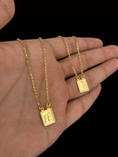 ESCAPULÁRIO TIJOLINHO 1MM NOSSA SENHORA + FÉ - BANHADO A OURO 18K