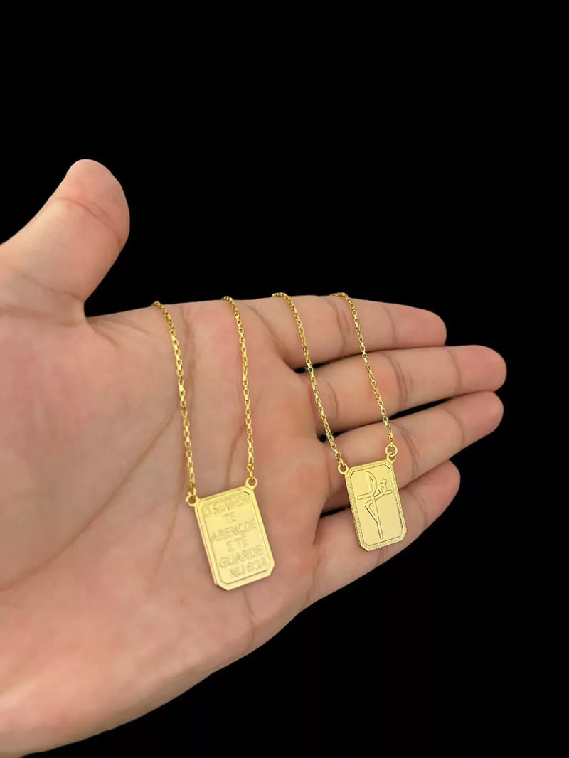 ESCAPULÁRIO FÉ VERSÍCULO - BANHADO A OURO 18k