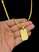 CORDÃO PIASTRINE 5MM + PINGENTE PAI NOSSO - BANHADO A OURO 18K