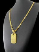 CORDÃO PIASTRINE 5MM + PINGENTE PAI NOSSO - BANHADO A OURO 18K