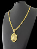 CORDÃO GRUMET + PINGENTE NOSSA SENHORA VAZADO 5MM - BANHADO A OURO 18K