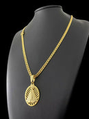 CORDÃO GRUMET + PINGENTE NOSSA SENHORA VAZADO 5MM - BANHADO A OURO 18K
