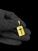 PINGENTE CRUZ PLACA VAZADA JESUS (P) - BANHADO A OURO 18K
