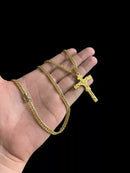 CORDÃO GRUMET 5MM + PINGENTE CRUZ INRE BANHADO A OURO 18K