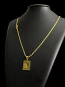 CORDÃO PITBULL 3MM + PINGENTE FÉ MÃO ORANDO BANHADO A OURO 18K