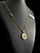 CORDÃO TIJOLINHO 1MM + PINGENTE NOSSA SENHORA - BANHADO A OURO 18K
