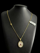 CORDÃO TIJOLINHO 1MM + PINGENTE NOSSA SENHORA - BANHADO A OURO 18K