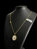 CORDÃO TIJOLINHO 1MM + PINGENTE NOSSA SENHORA - BANHADO A OURO 18K