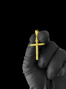 PINGENTE CRUZ RÚSTICA INRI (P) - BANHADO A OURO 18K