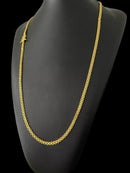 CORDÃO CADEADO DUPLO 3MM - BANHADO A OURO 18k