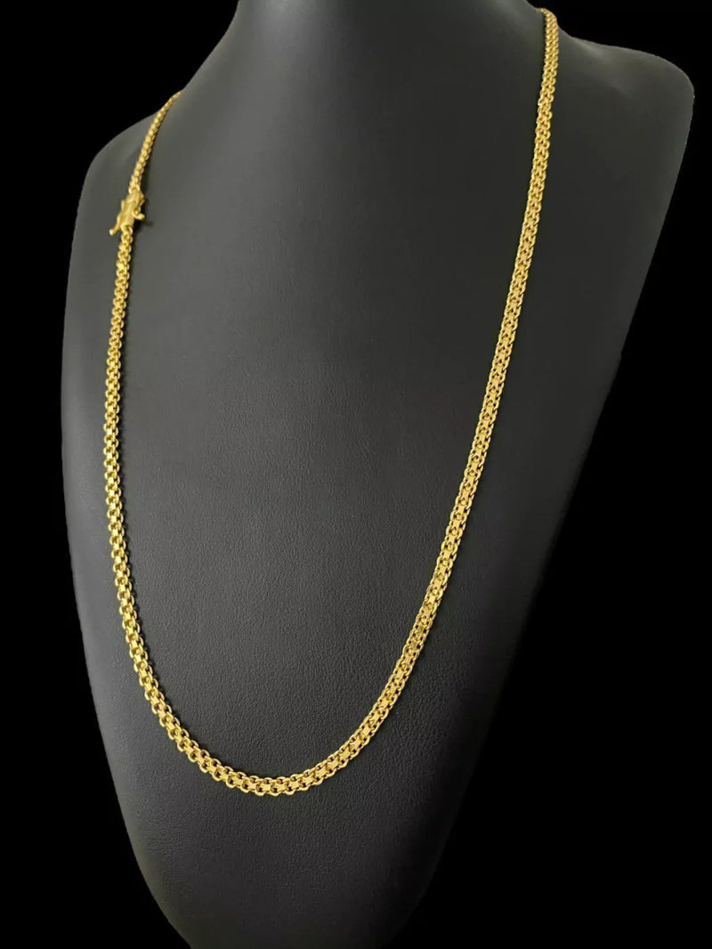 CORDÃO CADEADO DUPLO 3MM - BANHADO A OURO 18k