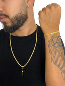 CORDÃO + PULSEIRA 3MM CADEADO DUPLO + PINGENTE - BANHADO A OURO 18K
