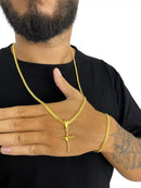 CORDÃO + PULSEIRA 3MM CADEADO DUPLO + PINGENTE - BANHADO A OURO 18K