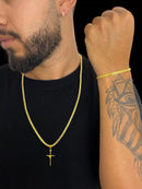 CORDÃO + PULSEIRA 3MM CADEADO DUPLO + PINGENTE - BANHADO A OURO 18K
