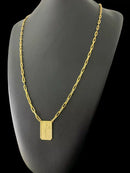 ESCAPULÁRIO 3MM PLACA FÉ CADEADO ALONGADO - BANHADO A OURO 18k