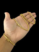 CORDÃO + PULSEIRA PERUANO 3MM - BANHADO A OURO 18k