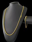 CORDÃO + PULSEIRA PERUANO 3MM - BANHADO A OURO 18k