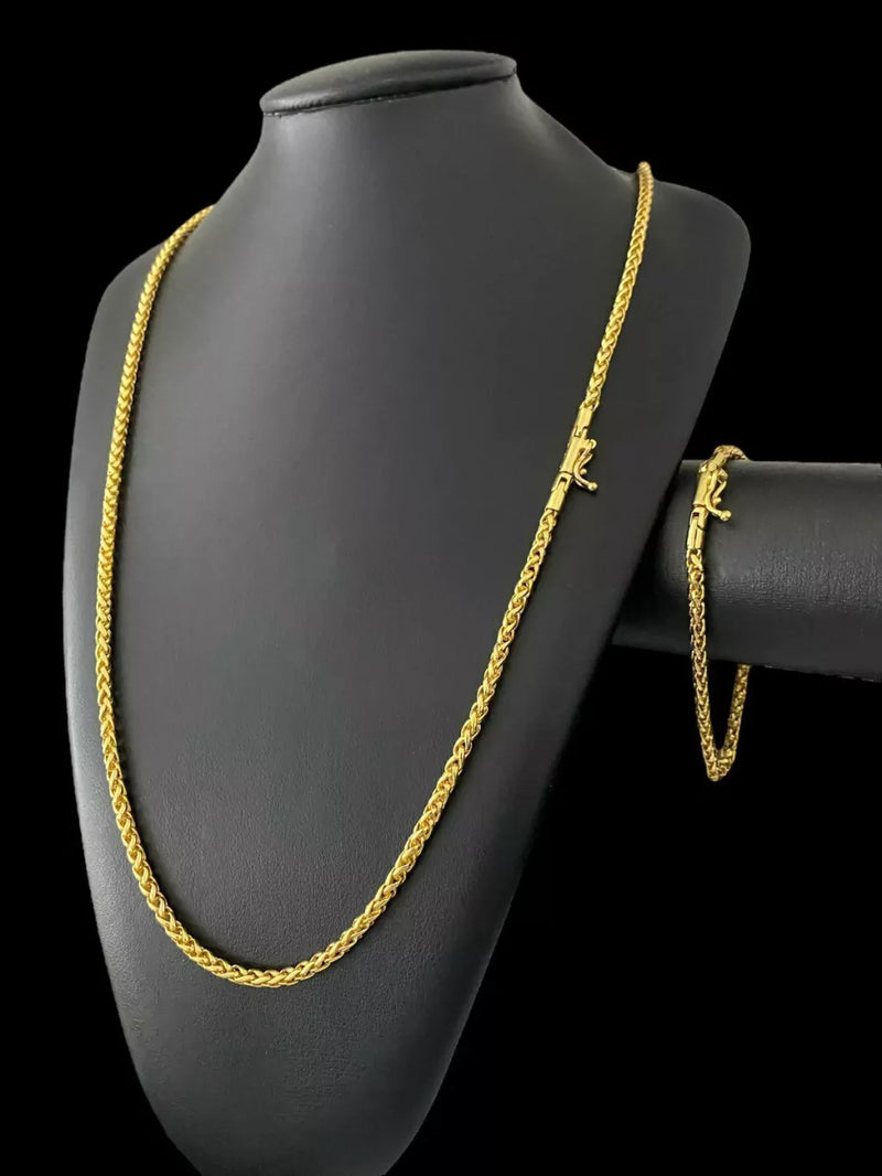 CORDÃO + PULSEIRA PERUANO 3MM - BANHADO A OURO 18k