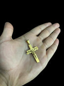 PINGENTE CRUZ JESUS ESCRITA (M) - BANHADO A OURO 18K