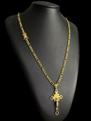 CORDÃO GRUMET 3X1 5MM + PINGENTE CRUZ MEDALHA SÃO BENTO BANHADO A OURO 18K
