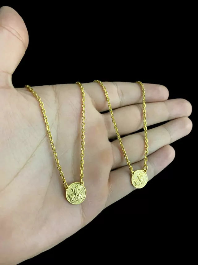 ESCAPULÁRIO CADEADO 1.5MM SÃO JORGE BANHADO A OURO 18K