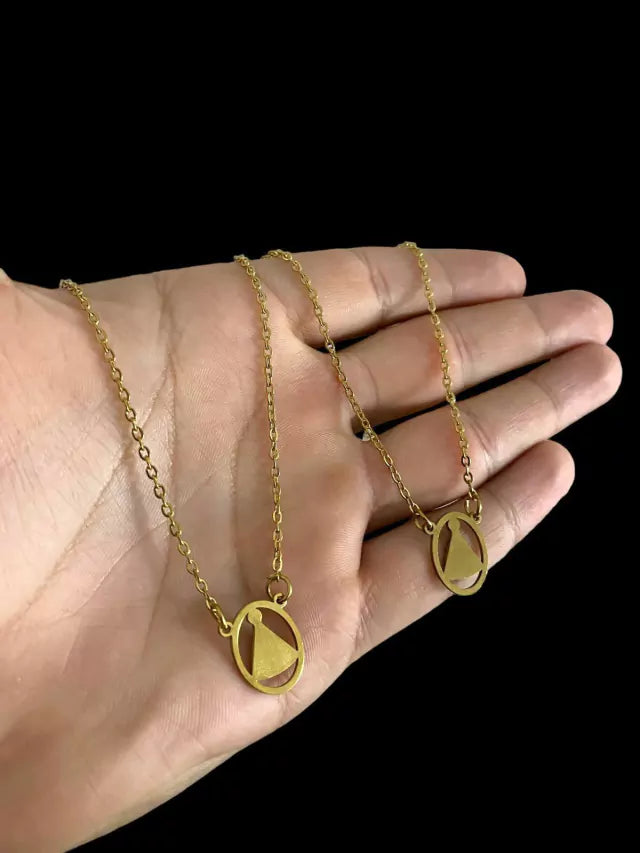 ESCAPULÁRIO CADEADO 1MM NOSSA SENHORA APARECIDA - BANHADO A OURO 18K