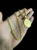 CORDÃO CADEADO 5MM + PINGENTE - BANHADO A OURO 18K